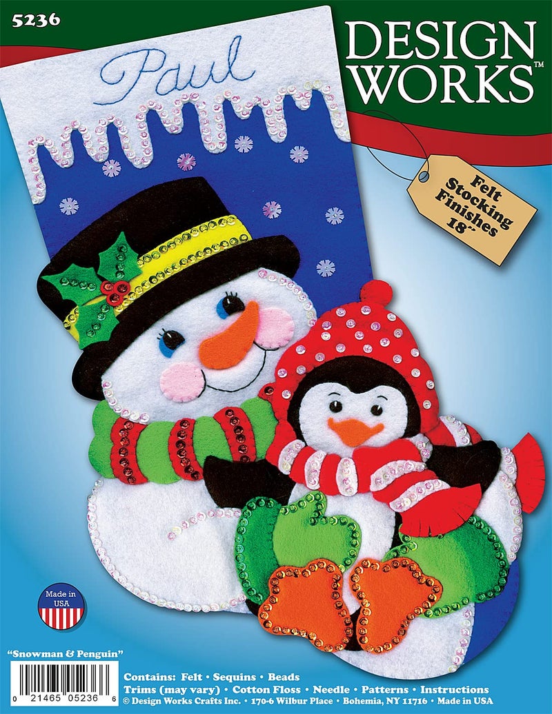 Tobin Snowman & Penguin Felt Stocking Kit - Image 3