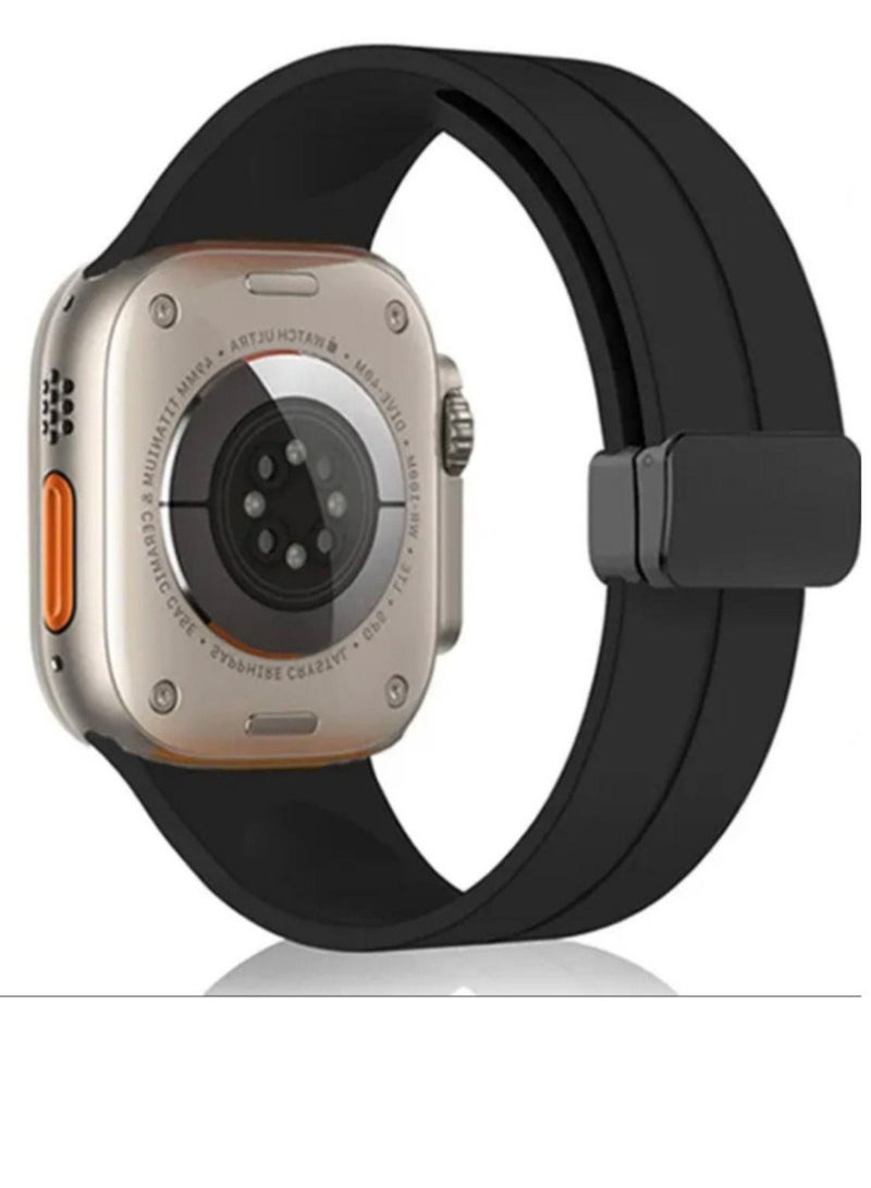 Apple watch band with magnetic closure  modern shape  size 42/44/45/49  black color  - Image 1