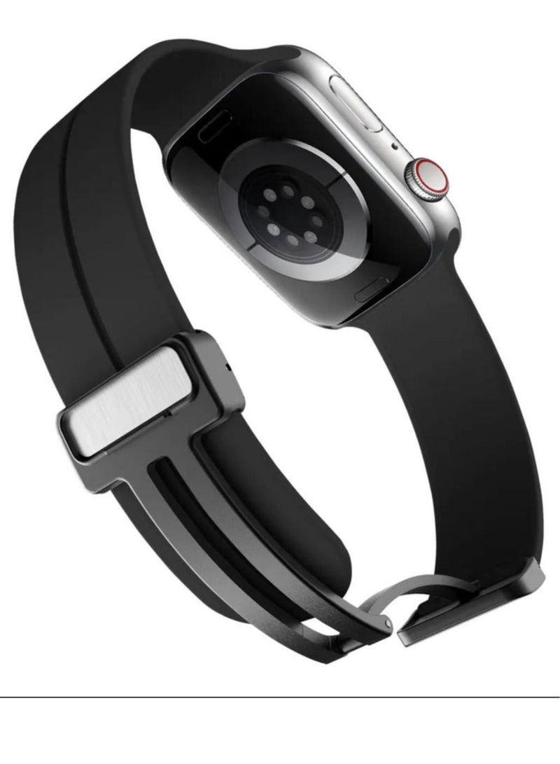 Apple watch band with magnetic closure  modern shape  size 42/44/45/49  black color  - Image 2