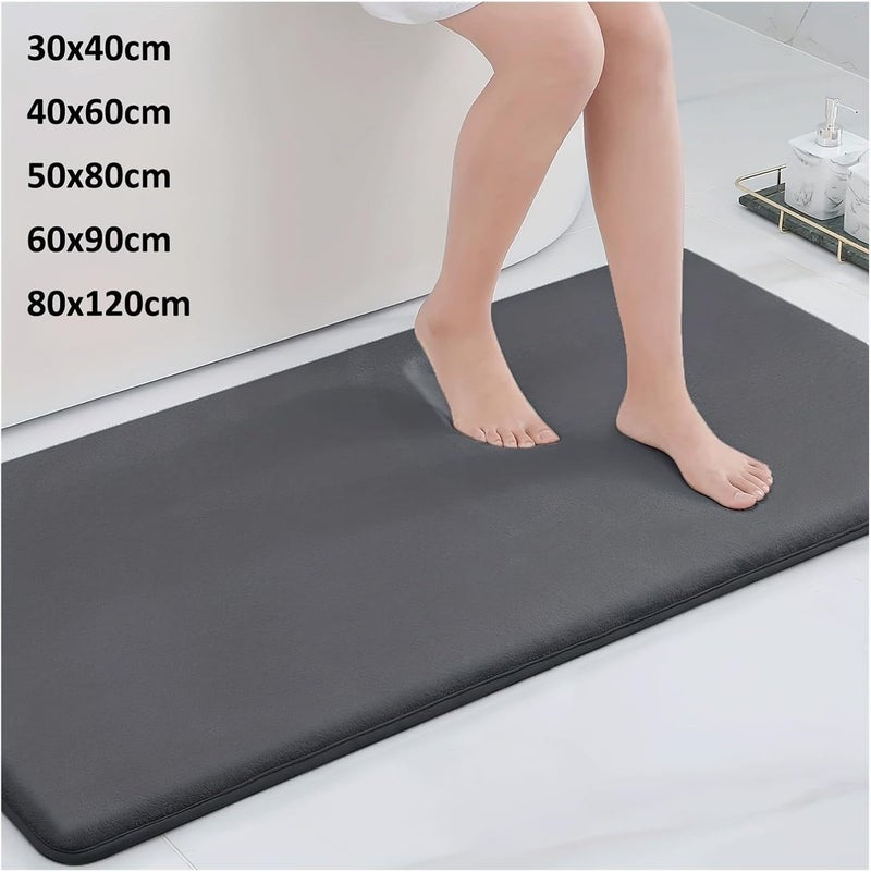 1Pc Super Absorbent Floor mat, Super Bath, Anti Slip Coral Velvet Bathroom, Door(Pattern Black,30x40cm) - Image 3