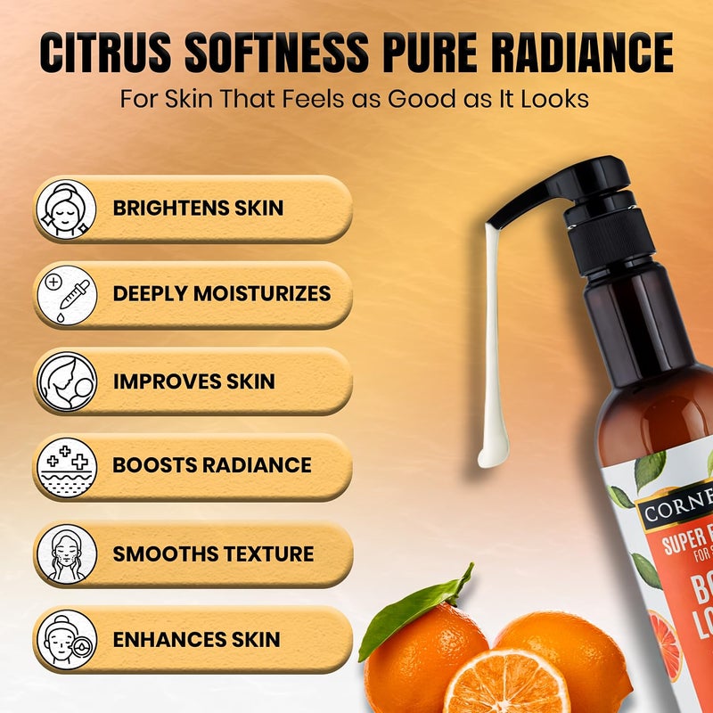 CORNELLS WELLNESS CORNELLS Super Foods Sweet Citrus Body Lotion for Dewy & Bright Skin For Men & Women | Radiance Boosting, Hydrating, and Brightening Formula with Citrus Extracts - 500ml - Image 3