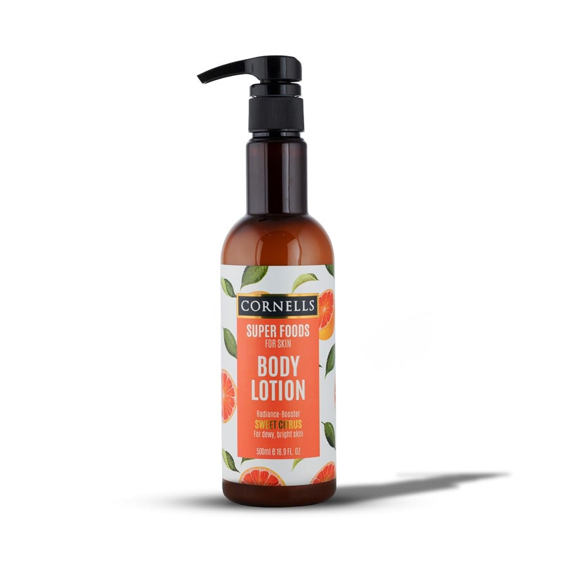 CORNELLS WELLNESS CORNELLS Super Foods Sweet Citrus Body Lotion for Dewy & Bright Skin For Men & Women | Radiance Boosting, Hydrating, and Brightening Formula with Citrus Extracts - 500ml - Image 1