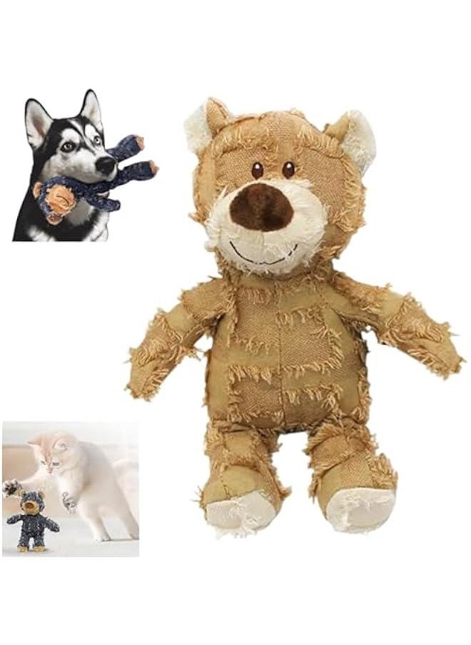 null - Squeaky Plush Bear Toy for Dog, 2024 Indestructible Robust Bear Dog Toys to Keep Them Busy Plush Dog Toy Dog Companion for Heavy Chewers Dog Squeak Chew Toy for Dogs Cats (Brown, Small) - Image 1