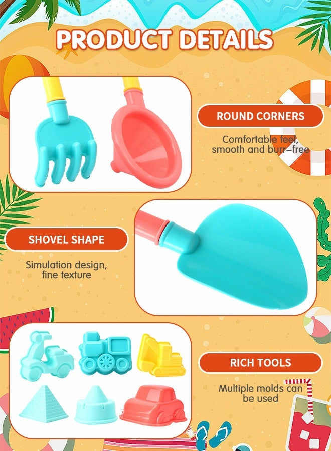 GROIC 23Pcs Sand Molds Beach Toys, Sand Castle Building Kit, Children's Beach Bucket,Hourglass Tool,Beach Toys Sand Toys Set,Outside Playset - Image 3