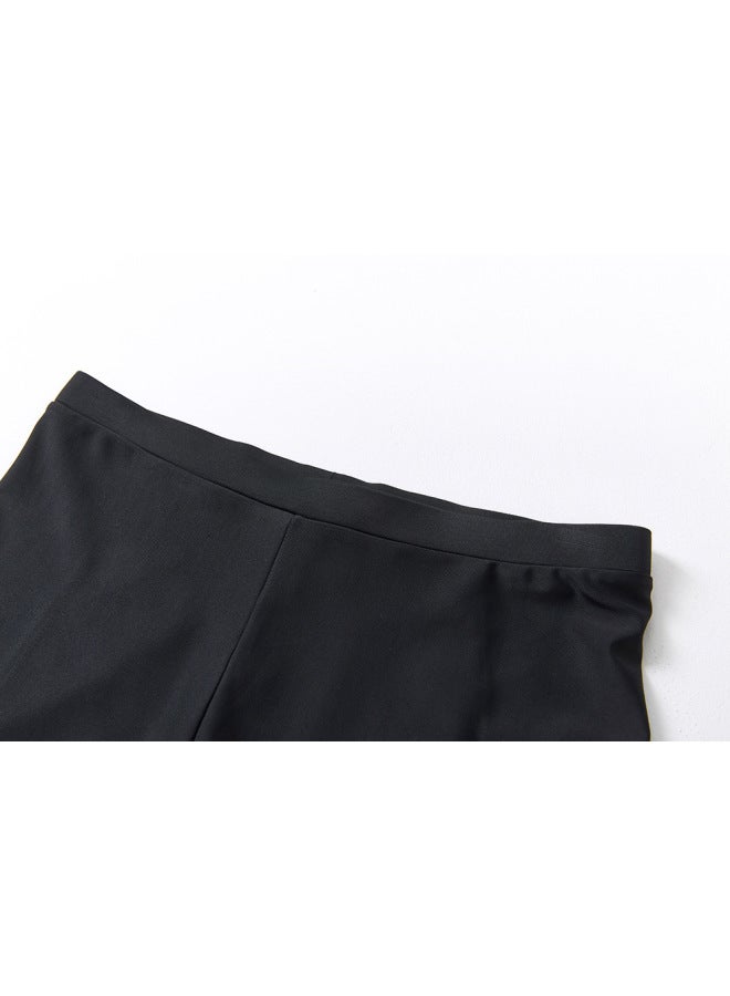 إسكدنيا شورت سباحة للأطفال مصنوع من النايلون بلون سادة، ملابس سباحة سريعة الجفاف للأطفال والأطفال، شورت سباحة بوكسر لعمر 5-14 سنة، جيل من 9280-اللون: أسود- - Image 3