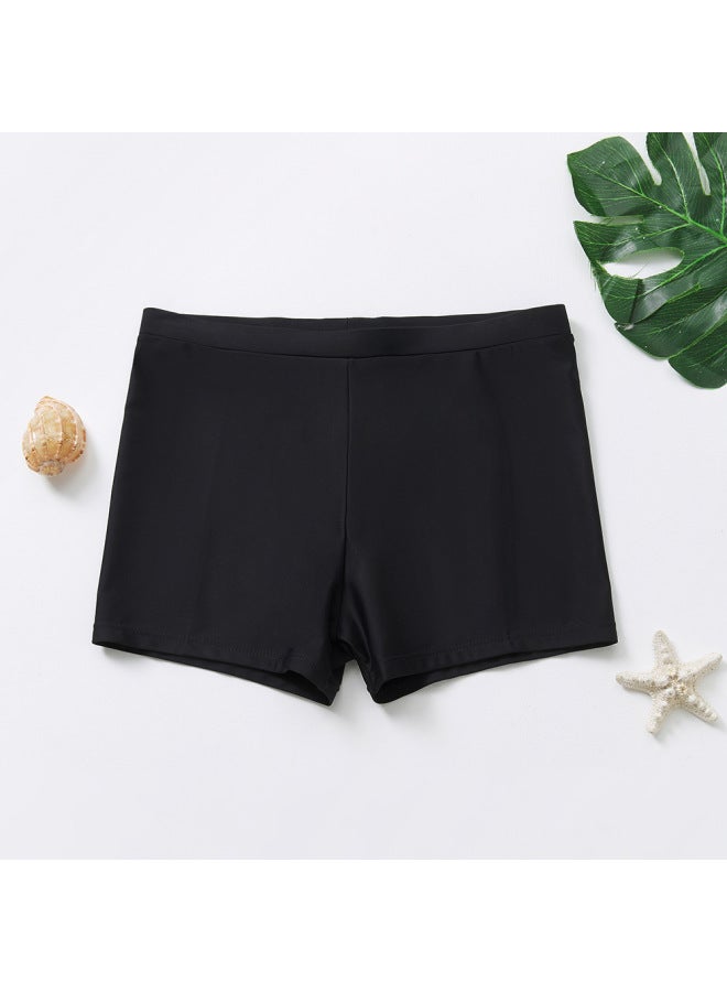 إسكدنيا شورت سباحة للأطفال مصنوع من النايلون بلون سادة، ملابس سباحة سريعة الجفاف للأطفال والأطفال، شورت سباحة بوكسر لعمر 5-14 سنة، جيل من 9280-اللون: أسود- - Image 2