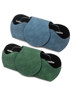 Excefore Sunglasses Holder for Car Visor, 2 Pcs Eyeglass Holder Organizer Box Leather Glasses Case with Clips for Car Visor Automotive Interior Visor Accessories  - Image 1