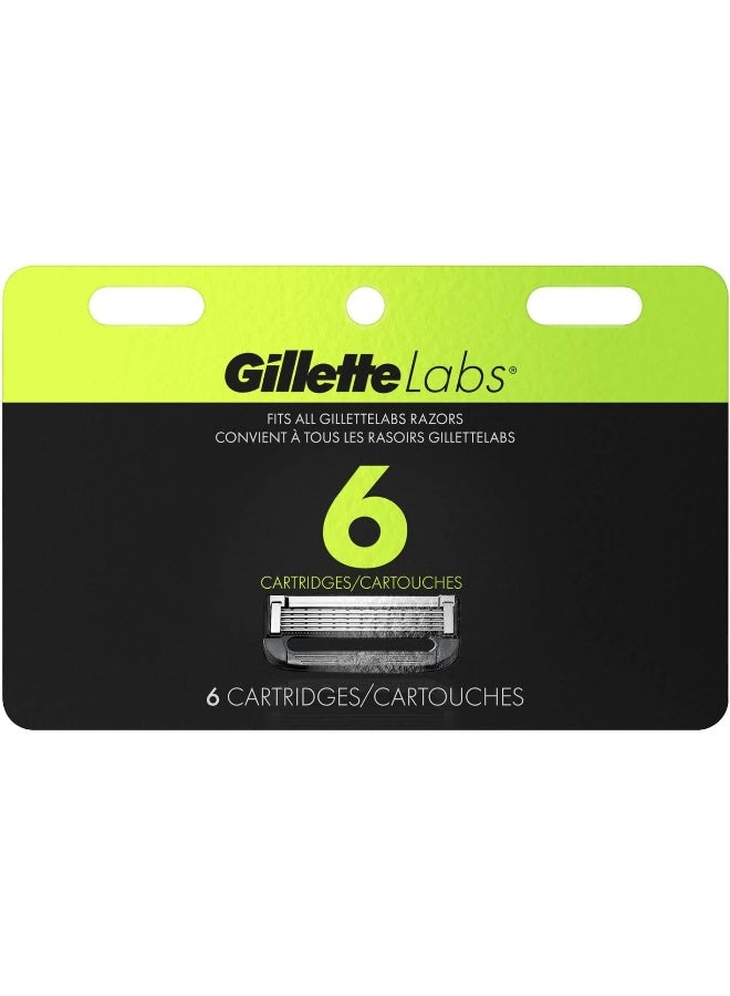 Gillette خرطوشة شفرات حلاقة جيليت لابز، متوافقة مع شفرات جيليت لابز مع شريط تقشير وشفرة ساخنة، 6 قطع - Image 1