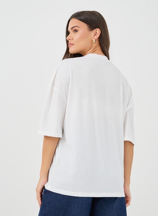 Styli Graphic Print Round Neck T-Shirt - Image 4