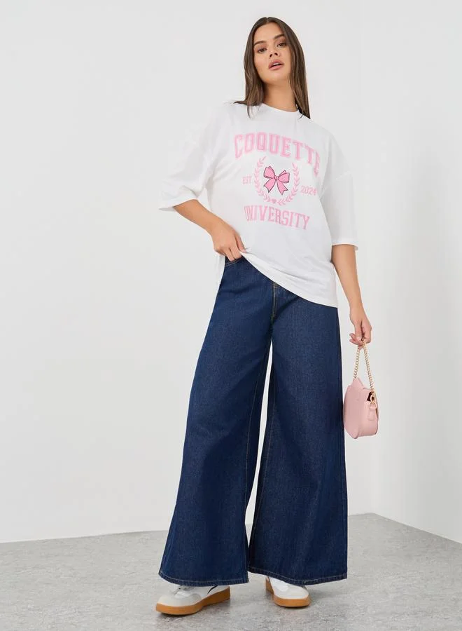Styli Graphic Print Round Neck T-Shirt