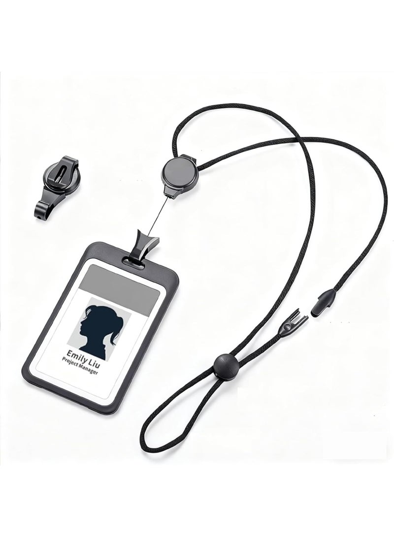 INSIJAM Premium Lanyard Retractable Badge Holder with Security Buckle Large Storage Capacity Adjustable Soft cotton Neck Strap Vertical ID Card Holder for Employees Office Staff - Image 1