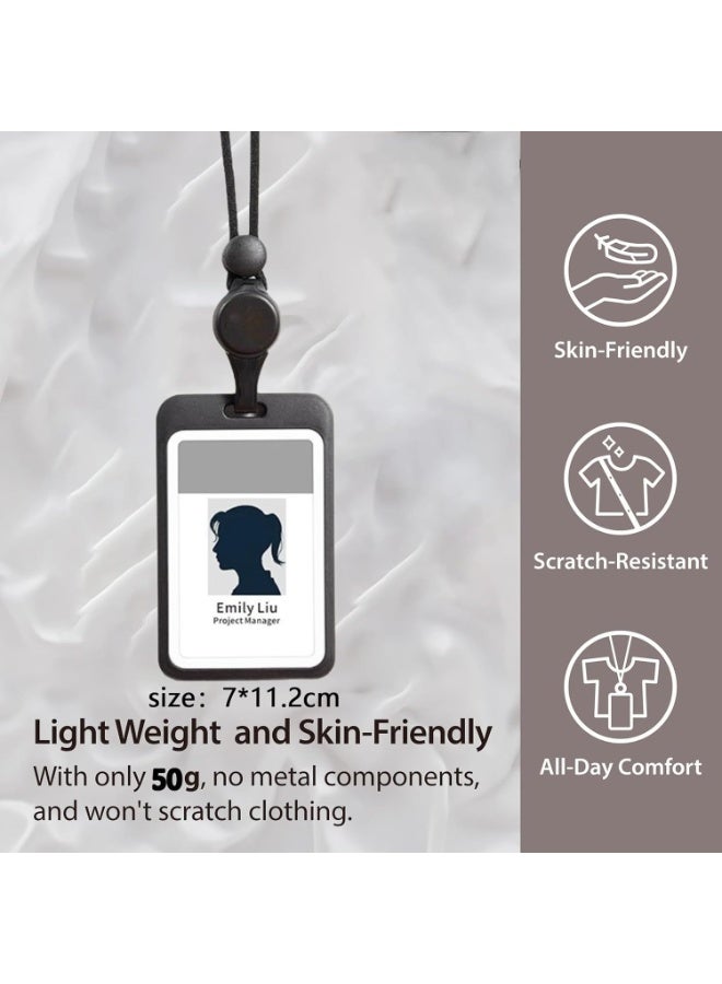 INSIJAM Premium Lanyard Retractable Badge Holder with Security Buckle Large Storage Capacity Adjustable Soft cotton Neck Strap Vertical ID Card Holder for Employees Office Staff - Image 3