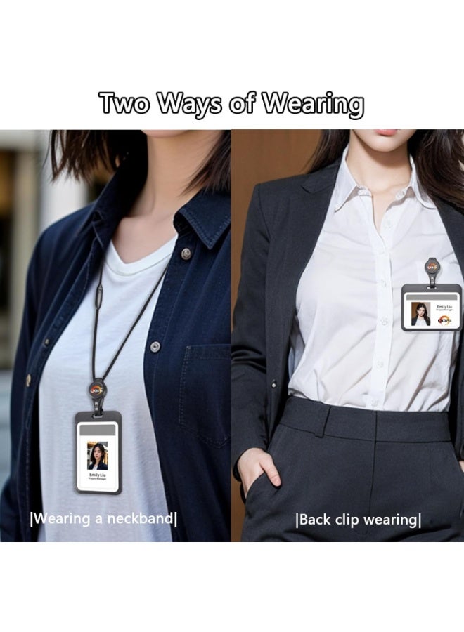 INSIJAM Premium Lanyard Retractable Badge Holder with Security Buckle Large Storage Capacity Adjustable Soft cotton Neck Strap Vertical ID Card Holder for Employees Office Staff - Image 2