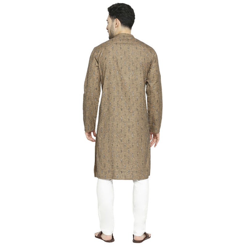 ARCHATTIRE Men’s Brown Polycotton Long Kurta for Men - Image 4
