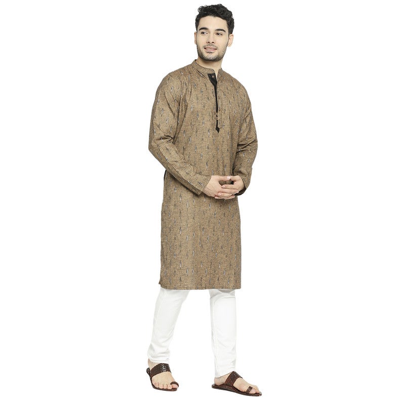 ARCHATTIRE Men’s Brown Polycotton Long Kurta for Men - Image 3