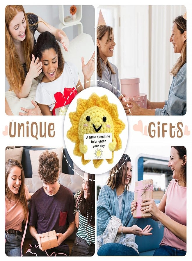 Iznomo شمس كروشيه يدوية الصنع تحمل رسالة تشجيعية، هدية دعم عاطفي للنساء والرجال والأزواج والزوجات والزملاء | هدايا تبعث على التفاؤل لتخفيف القلق، ورفيق مثالي للمكتب لتعزيز الصحة النفسية - Image 4