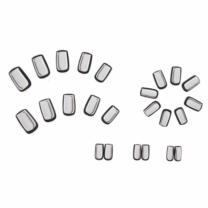 Foccna Black Press on Nails Comic Medium Long, Acrylic Fake Nails Square Cartoon False Nails,Artificial Nails for Women and Girls 24 pcs - Image 2