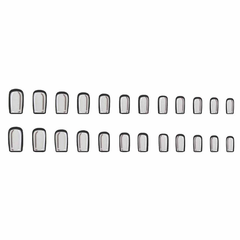 Foccna Black Press on Nails Comic Medium Long, Acrylic Fake Nails Square Cartoon False Nails,Artificial Nails for Women and Girls 24 pcs - Image 4