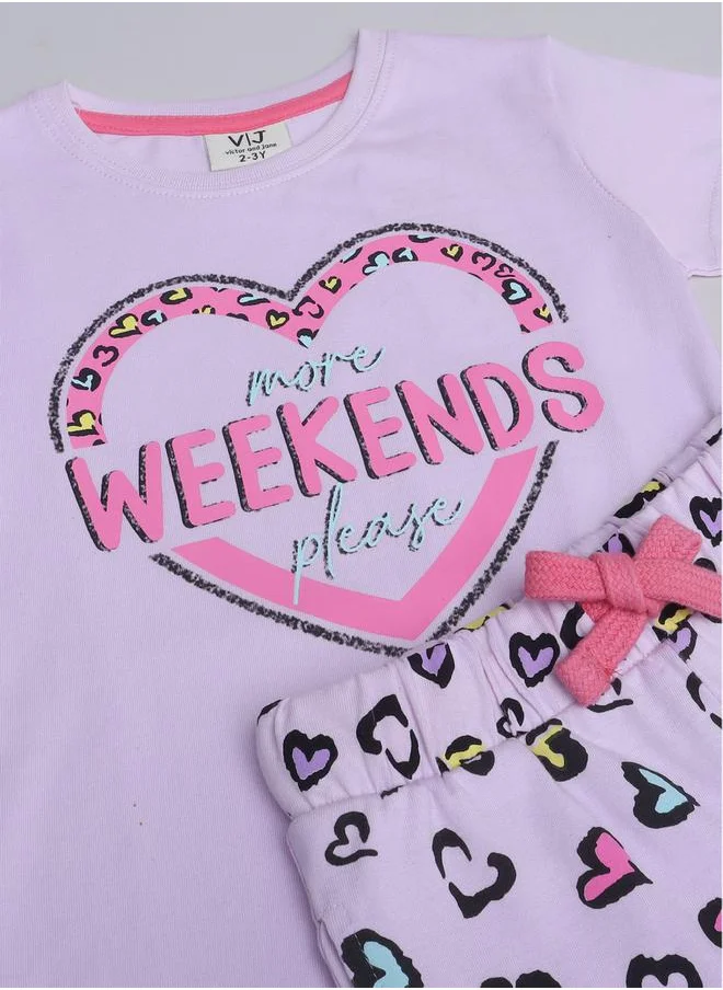 victor and jane Graphic Print T-Shirt and All-Over Printed Pyjama Set