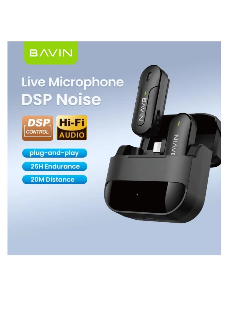 Bavin Wireless Lavalier Microphone for Audio and Video Recording Compatible with iPhone - Image 2