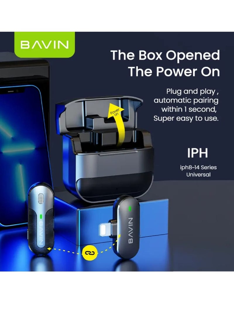 Bavin Wireless Lavalier Microphone for Audio and Video Recording Compatible with iPhone - Image 3