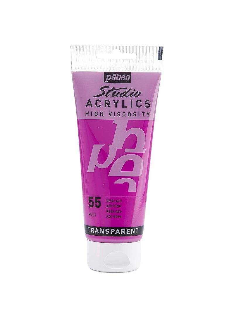 Pebeo Studio Acrylics Acrylic Paint Tube 100ml Content Azo Pink - Image 1