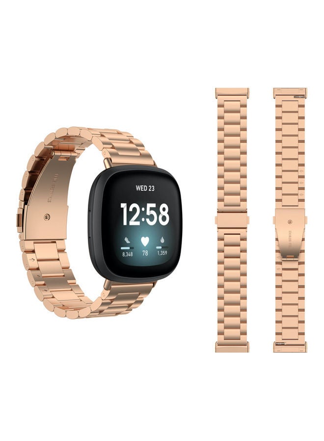 بيرفيي سوار بديل من الإستانلس ستيل لساعة يد فيتبيت فيرسا 3 وردي ذهبي - Image 1