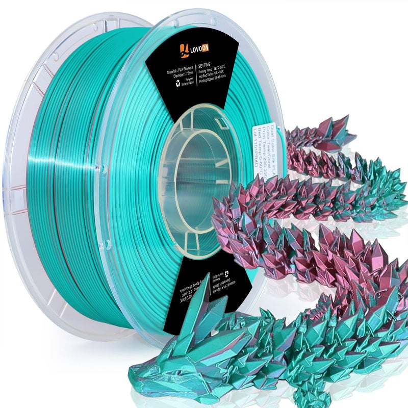 LOVOON 3D Printing Filament PLA, Silk Multicolor PLA Filament 1.75mm,DualColor Change by Angle Filament,Fit Most 3D Printer& 3D Pen,Silk Teal/Coral(Blue/Pink), 1KG(2.2lbs)/Spool - Image 1