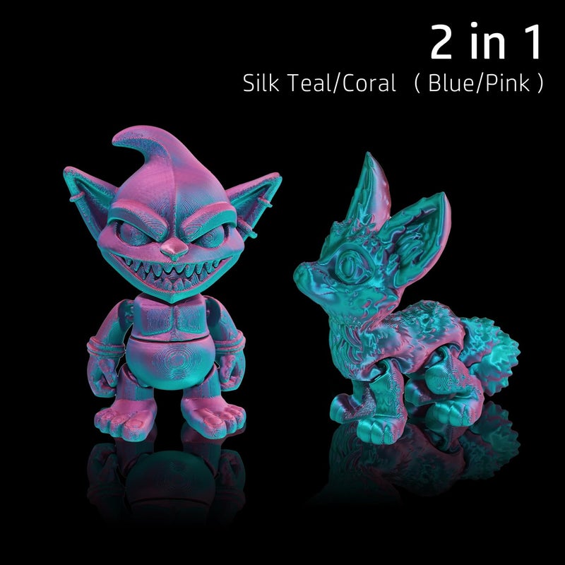 LOVOON 3D Printing Filament PLA, Silk Multicolor PLA Filament 1.75mm,DualColor Change by Angle Filament,Fit Most 3D Printer& 3D Pen,Silk Teal/Coral(Blue/Pink), 1KG(2.2lbs)/Spool - Image 2