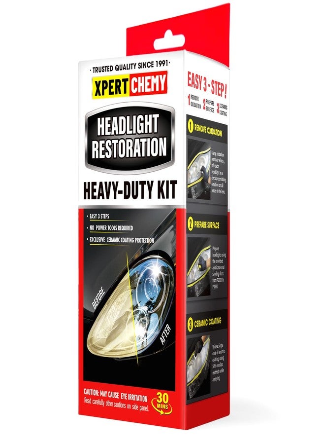 XPERTCHEMY Headlight Restoration Kit Headlight Cleaner and Restorerkit-3 Easy Steps Restore Car Headlight Cleaner Cleans Yellow Haze Scratch Off-No Tools Required - Image 1