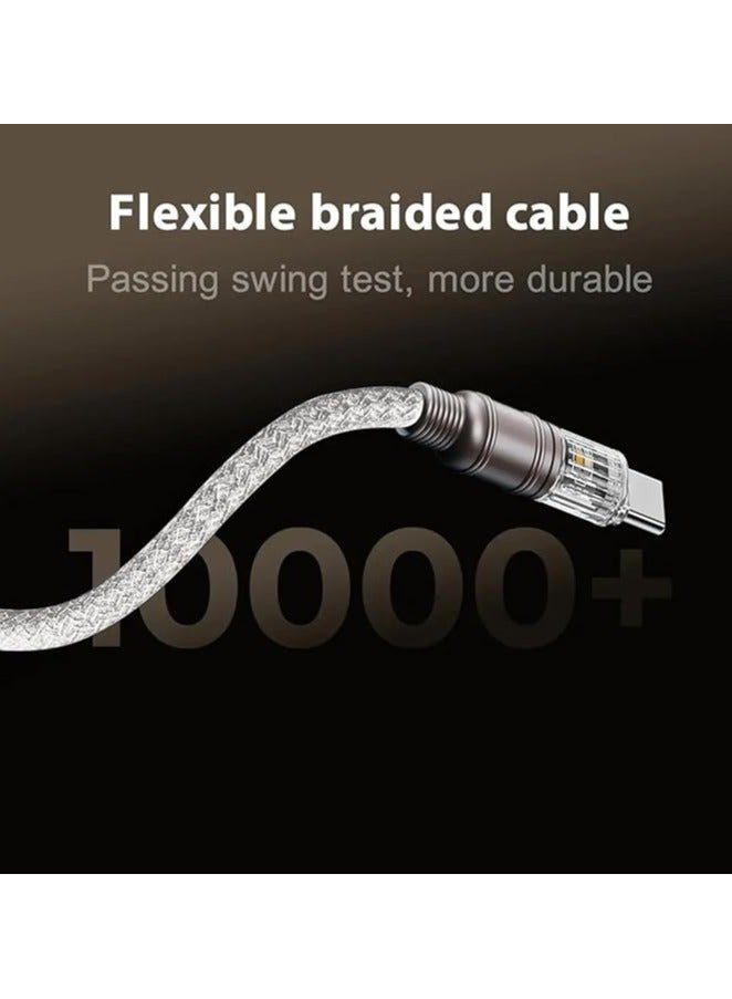 Remax Mena Data Cable 100W Fast Charging with Light USB A to Type C, Fast Charging, For Samsung, Mi, Realme & Type C Devices, Seamless Data Transmission, Series, 1.2M (Blue A-C) - Image 5