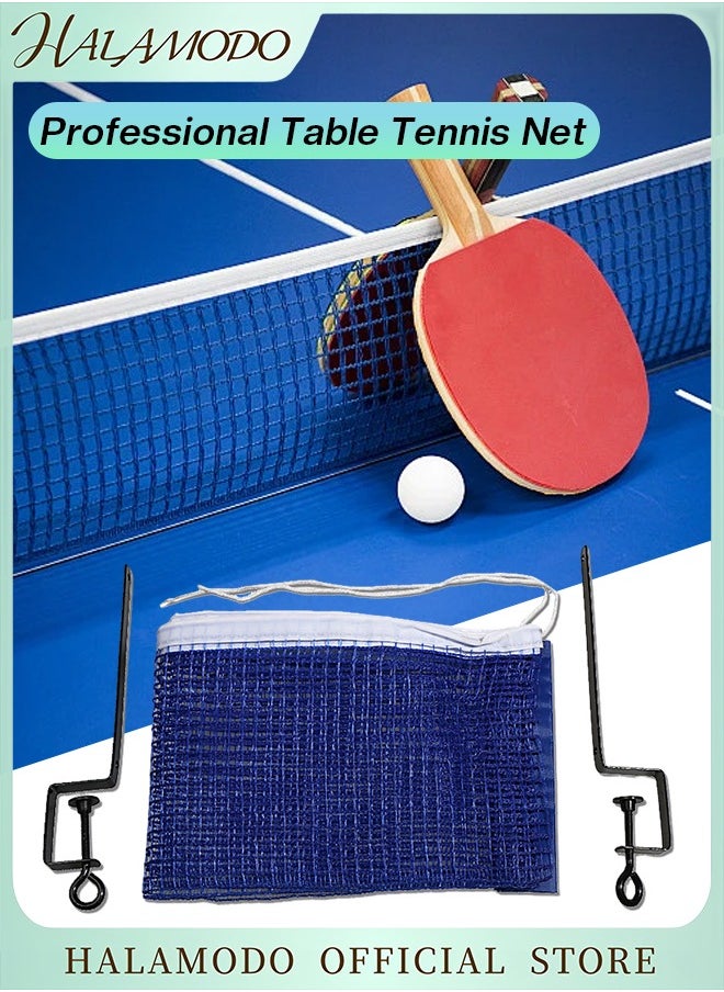HALAMODO 3PCS Table Tennis Net Professional Table Tennis Polyester Net Replacement Indoor Outdoor Training Ping Pong Mesh Net with 1pc Net & 2pcs Brackets for Any Standard Table  - Image 1