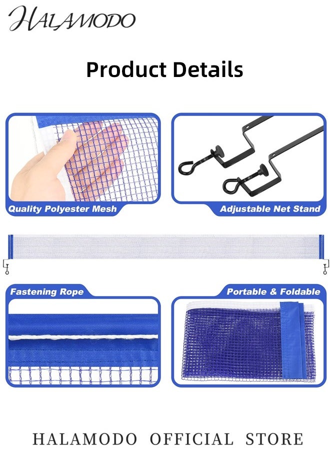 HALAMODO 3PCS Table Tennis Net Professional Table Tennis Polyester Net Replacement Indoor Outdoor Training Ping Pong Mesh Net with 1pc Net & 2pcs Brackets for Any Standard Table  - Image 2