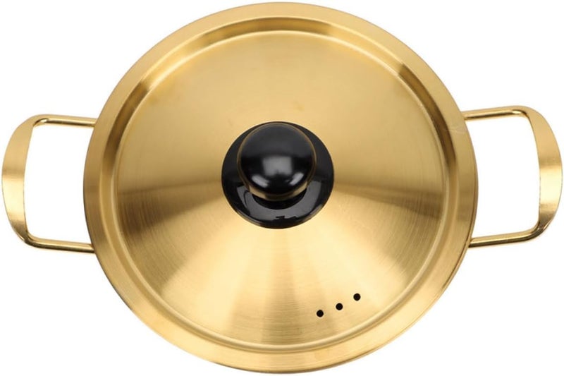 SHREESAMP Stainless Steel Round Golden Noodle Pot Ramen Pot Kettle Lid MultiFunctional Soup Pot for Instant Noodles Cooking Milk Warmer Pot Cookware for Cooking Hot Pot - Image 1