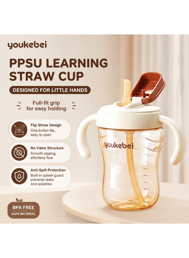 Youkebei PPSU Learning Straw Cup with Handles, BPA-Free Sippy Cup for Toddlers - Image 3