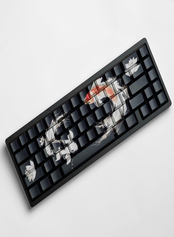 أغطية مفاتيح ULTRAEQUIP Lucky Koi PBT، 130 مفتاحًا، تصميم Cherry، حروف مطبوعة على الجانب مع لمعان، مجموعة أغطية مفاتيح مخصصة بتقنية الصبغ الحراري للوحة مفاتيح ميكانيكية بمفاتيح MX - Image 2