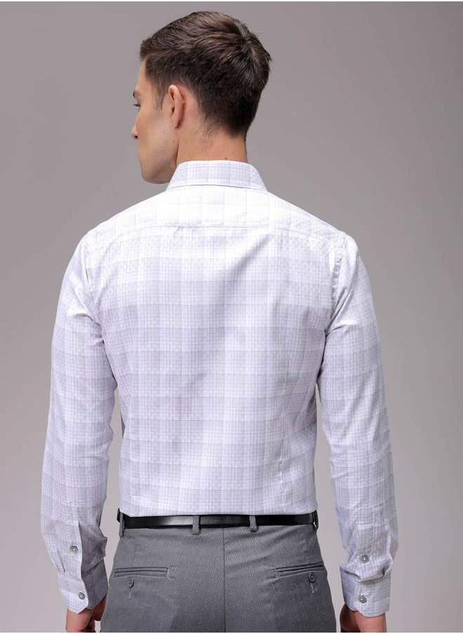 The Indian Garage Co Men Slim Fit Checkered Full Sleeves Cutaway Collar Formal Shirt  - Image 2