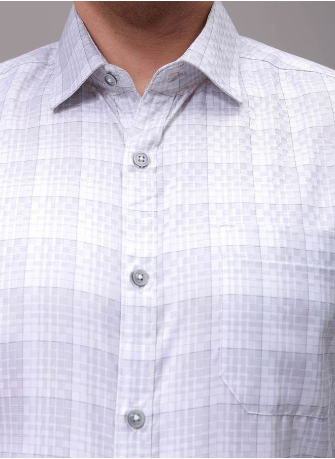 The Indian Garage Co Men Slim Fit Checkered Full Sleeves Cutaway Collar Formal Shirt  - Image 5