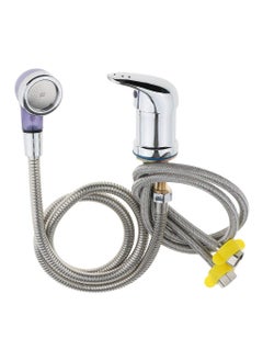 POSITIVE VIBES We Believe in Quality Products POSITIVE VIBES We Believe in Quality Products Hot and Cold Water Mixture Faucet with hand shower for salon Shampoo Station Metal Silver Polished  - Image 1