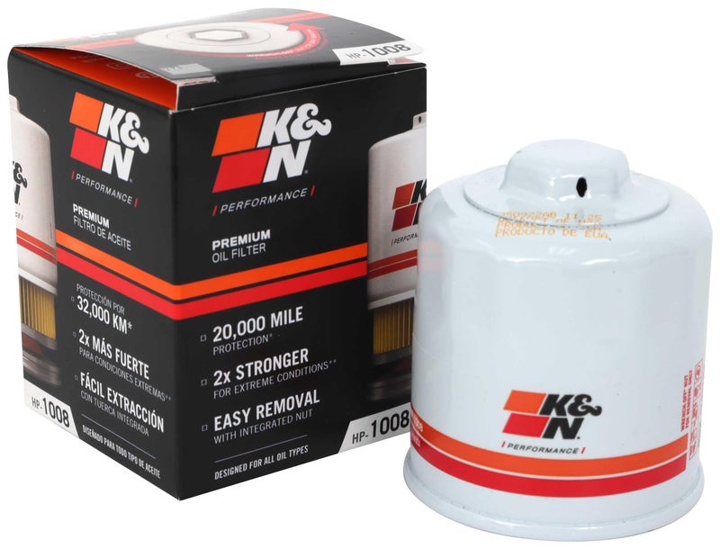K&N Premium Oil Filter: 20,000 Mile Engine Protection with Wrench Off Nut: Compatible with Select 1990-2023 INFINITI/MAZDA/NISSAN/SUBARU Vehicle Models (See Description for Select Models), HP-1008 - Image 1