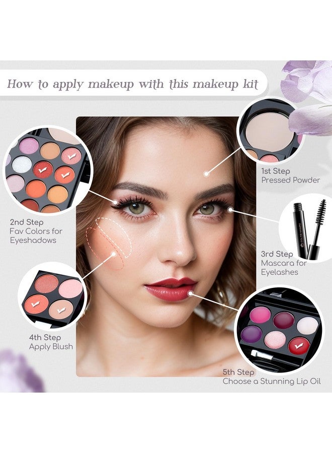 كولور_نيمف مجموعة لوحة مكياج Color Nymph الكل في واحد، مجموعة مكياج محمولة للسفر للفتيات مع 24 لونًا من ظلال العيون وأحمر الخدود للوجه وملمع الشفاه وبودرة مضغوطة وماسكارا وفرش ومرآة - Image 5