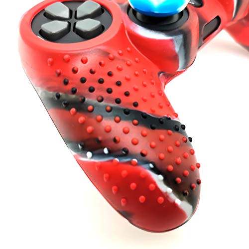 Asokex Silicone Skin Cover for Ps4 Controller (1pc Anti-Slip Case, 1 Pair L2 R2 Trigger Extender, 4pcs Thumb Grips,4pcs LED Light Bar Decal) Protector for DualShock PS4/ Slim/Pro Controller (red granular) - Image 4