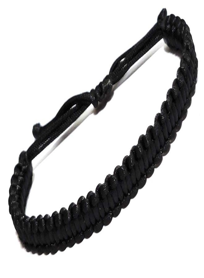 Jewel string black satin cord adjustable Bracelet for girls boys men women(unisex)(Black satin) - Image 1