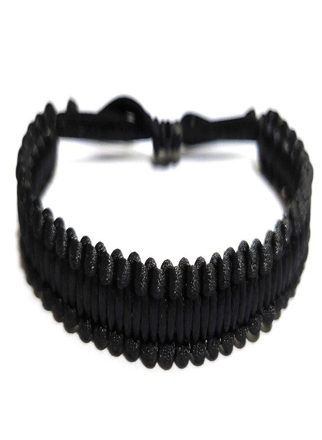 Jewel string black satin cord adjustable Bracelet for girls boys men women(unisex)(Black satin) - Image 4