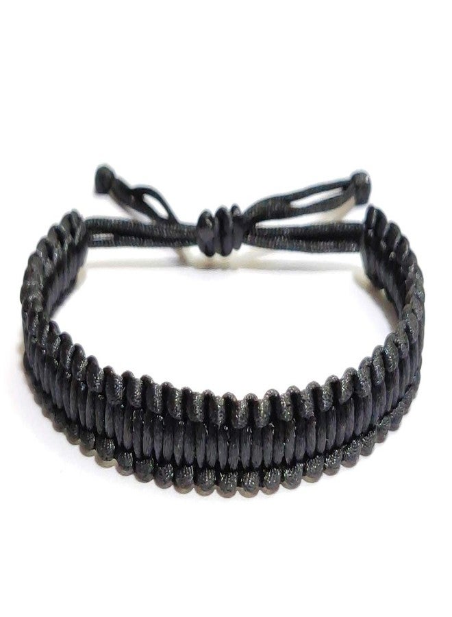 Jewel string black satin cord adjustable Bracelet for girls boys men women(unisex)(Black satin) - Image 3