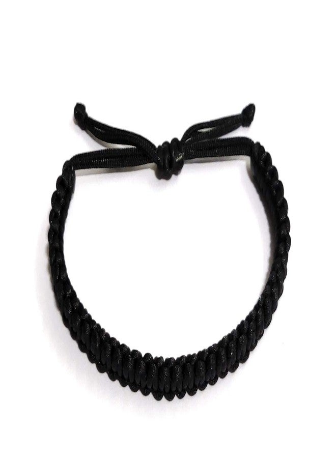 Jewel string black satin cord adjustable Bracelet for girls boys men women(unisex)(Black satin) - Image 5
