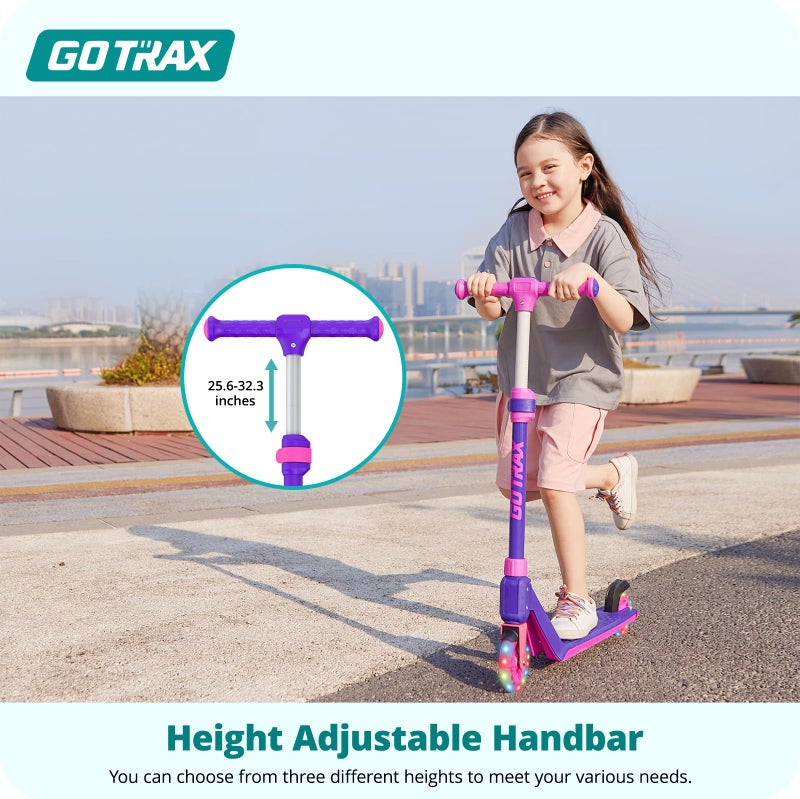 Gotrax K03 Kick Scooter for Kids, 5" LED Lighted Wheels and Adjustable Handlebars, Lightweight Design and Anti-Slip Deck, Max Load 110 Lbs, Kids Scooter for Boys & Girls Ages 3+, Purple - Image 3