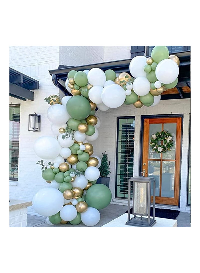 SYOSI Balloon Garland Kit, 137 Pcs Sage Green Ballon Garland Balloons Kit with Matte White Sage Green Chrome Gold Balloons for Wedding Birthday Party Decoration  - Image 5