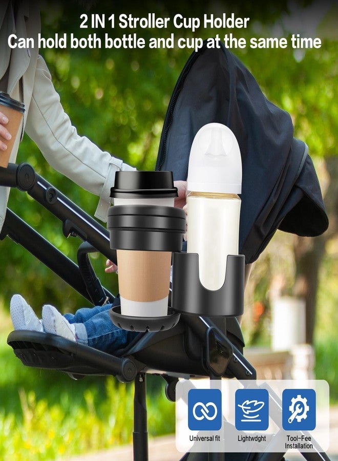 TUWEIPAIKE Universal Stroller Cup Holder, 360° Rotation cupholder for Stroller, 2-in-1 Prams Cup Holder with Mega Strength Adjustable Clamp, Fits Most Cups - Image 2