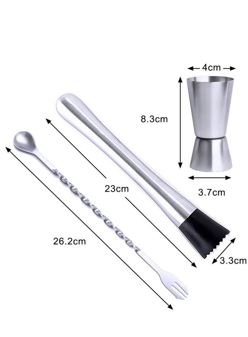 Stainless Steel Muddler for Cocktails with Mixing Spoon Jigger, Professional Bar Tools for Cocktails Milk Tea Shop Coffee Shop and Home - Image 5